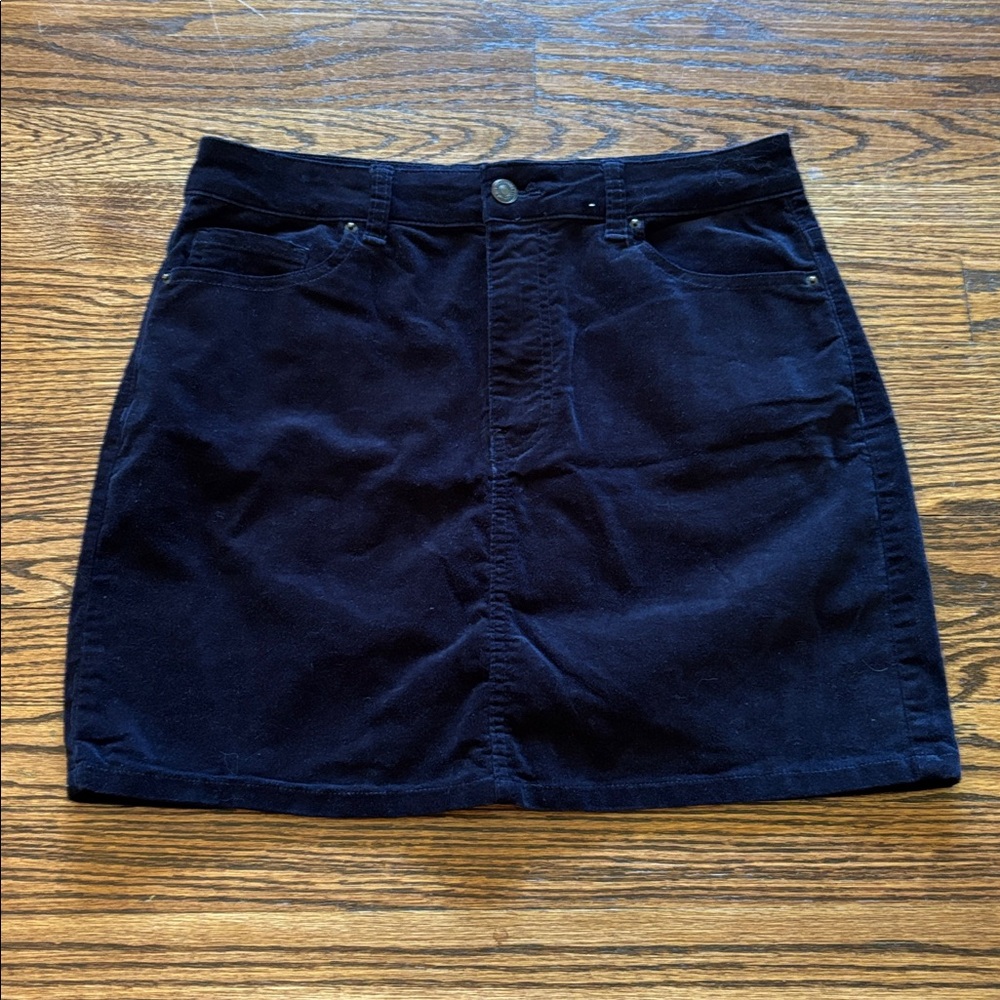 Forever 21 Navy Blue Velour Mini Skirt, Size Large